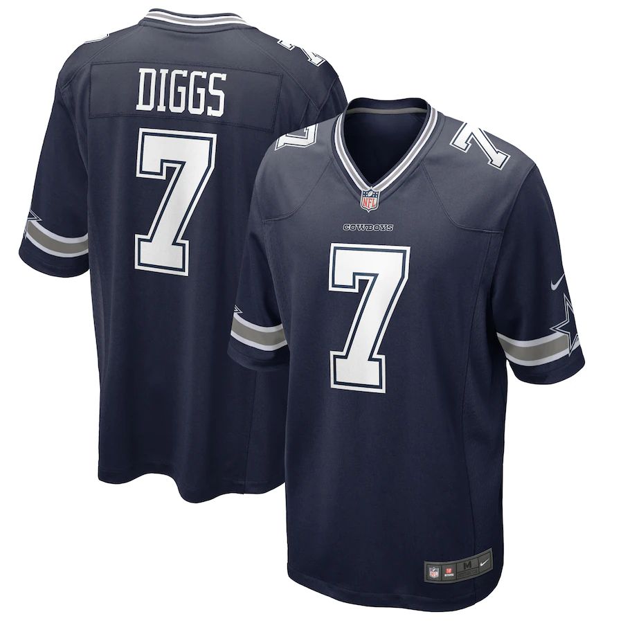 Men Dallas Cowboys #7 Trevon Diggs Nike Navy Game NFL Jersey